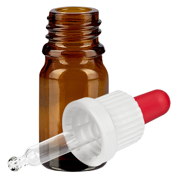 5ml Pipettenflasche weiß/rot Originalitätsverschluss BrownLine UT18/5