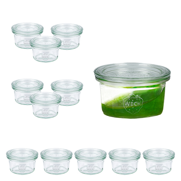 Set di 12 tumbler Weck da 50 ml con 12 coperchi in vetro Set di 12 tumbler Weck da 50 ml con 12 coperchi in vetro