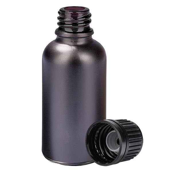 30ml Globuliflasche 3mm Giessring schwarz Originalitätsverschluss BlackL. UT18/30