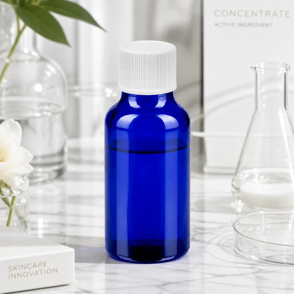Bottiglia da 20ml 11mm SV bianco STD BlueLine UT18/20 Flacone da laboratorio da 20 ml in blu cobalto con sistema di chiusura sicura per i principi attivi