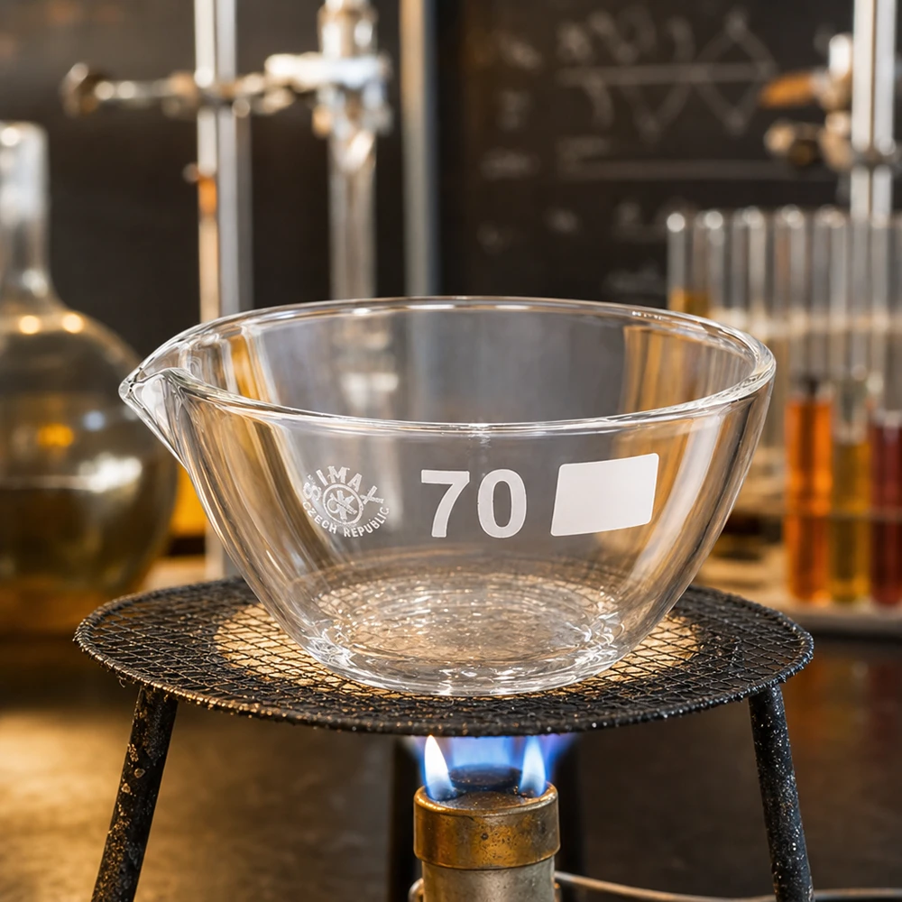 Vaschetta per vapori di precisione ø70mm con beccuccio in borosilicato resistente alle temperature per professionisti