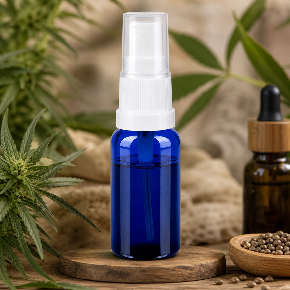 20ml Sprayflasche weiß/transparent Standardverschluss BlueLine UT18/20 Professionelle 20ml Sprühflasche blau transparent mit weißem Sprühmechanismus
