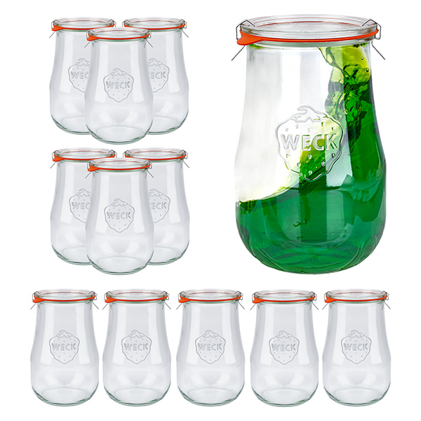 12er Set Weck Gläser 1750ml Tulpengläser mit 12 Glasdeckeln,