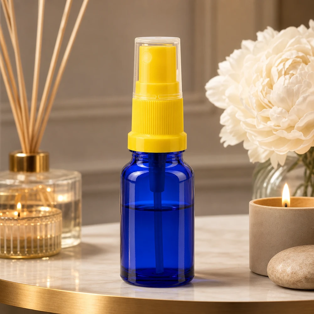 10ml Sprayflasche gelb/transparent Standardverschluss BlueLine UT18/10 Elegante 10ml Glassprayflasche blau gelb für DIY Kosmetik und Hautpflege BlueLine UT18 10
