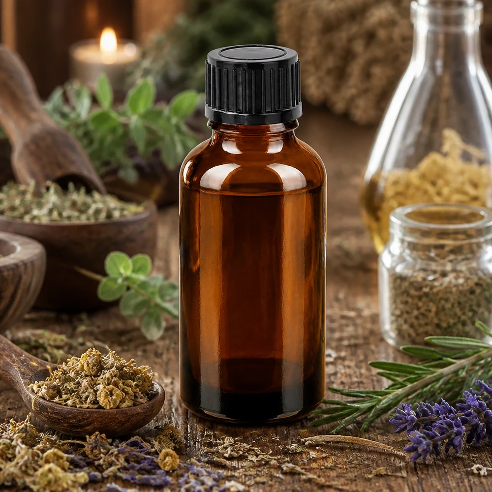 Flacone professionale per farmacisti da 30 ml con tappo a vite nero per preparazioni omeopatiche