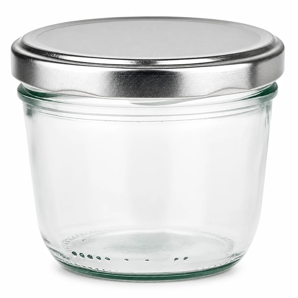 230ml Sturzglas mit BasicSeal Deckel silber UNiTWIST 230ml Sturzglas mit silbernem BasicSeal Deckel leer transparent Einmachglas Marmeladenglas