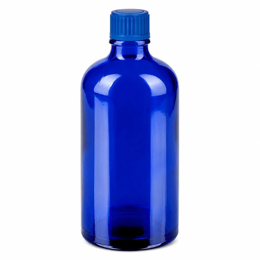 Flacon de 100ml 11mm SV bleu STD BlueLine UT18/100 Bouteille en verre bleu de haute qualité 100ml avec bouchon à visser sécurisé 11mm