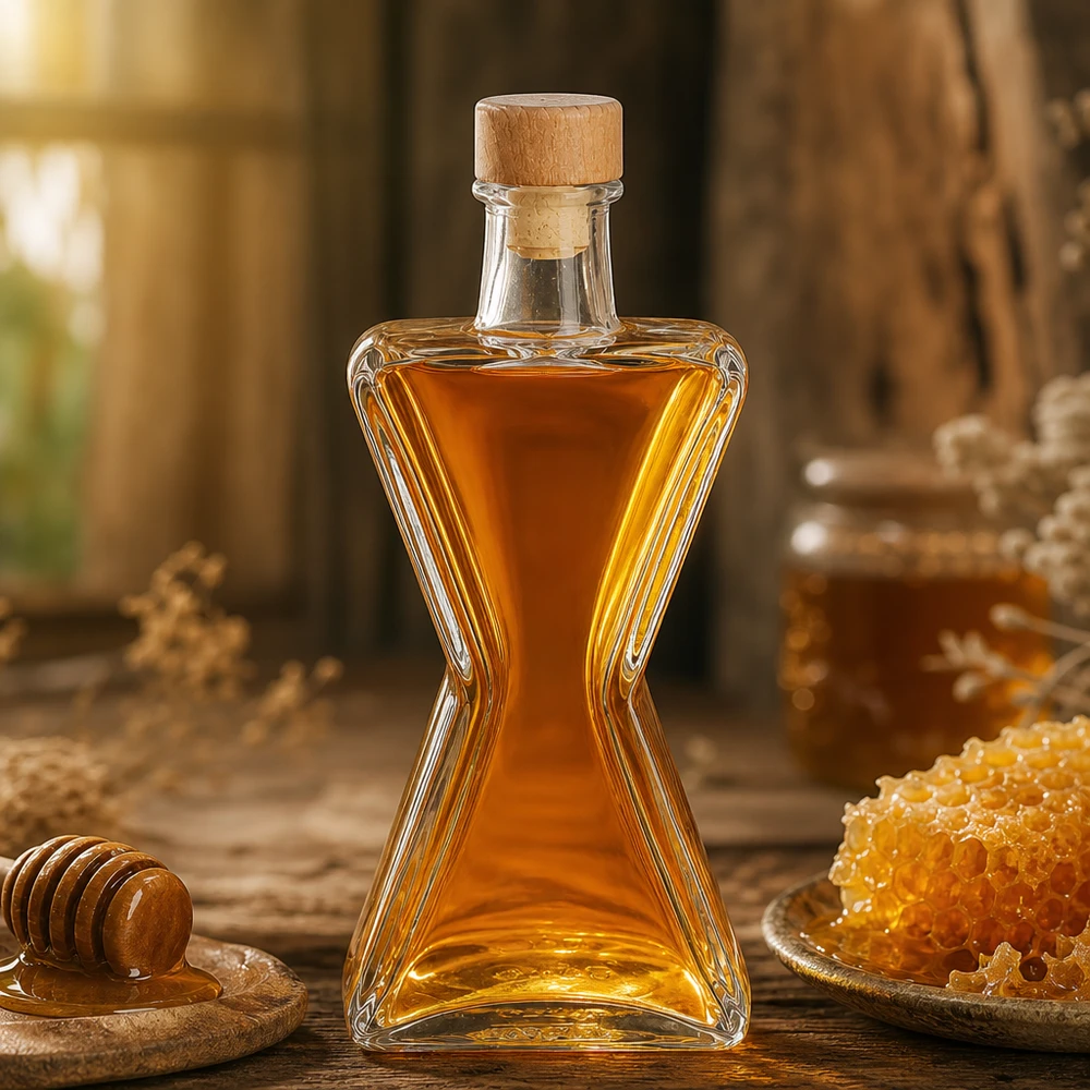 Bottiglia in vetro da 200 ml Star con tappo in sughero con impugnatura in legno UNiTWIST®