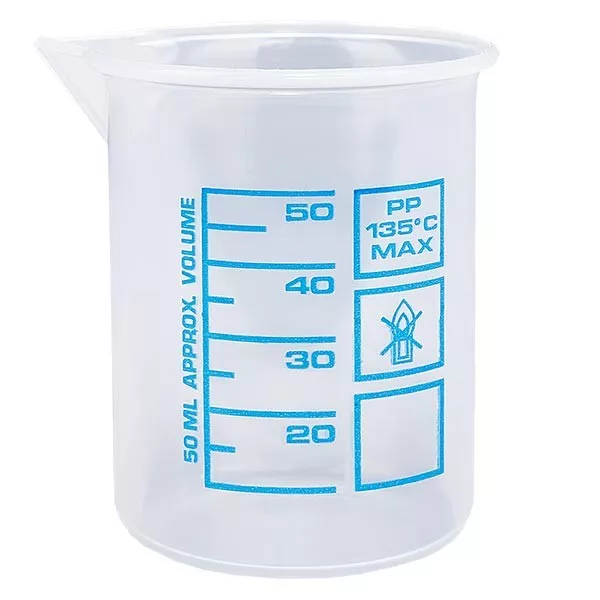 50ml Messbecher (Griffinbecher) PP, antistatisch