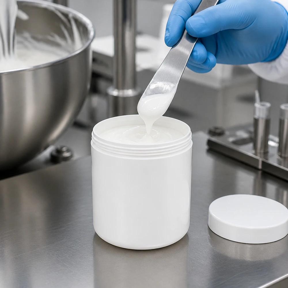 Pot à onguent blanc 50 g avec couvercle blanc (PP) Pot à pommade en PP de qualité alimentaire, 50 g, blanc, avec couvercle à vis hermétique, destiné aux pharmacies