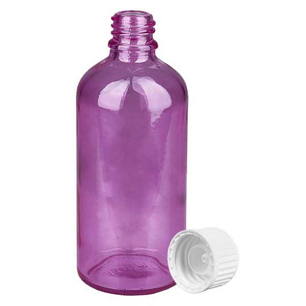100ml (Globuli)Flasche 3mm Giessring weiß Standard PurpleLine. UT18/100