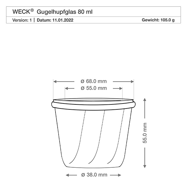 80ml Gugelhupfglas komplett WECK RR60