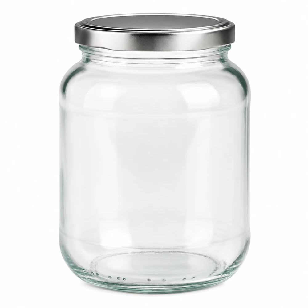 370ml Ovalglas mit BasicSeal Deckel silber UNiTWIST 370ml Ovalglas Einmachglas mit silbernem BasicSeal Schraubdeckel für Marmelade und Konserven