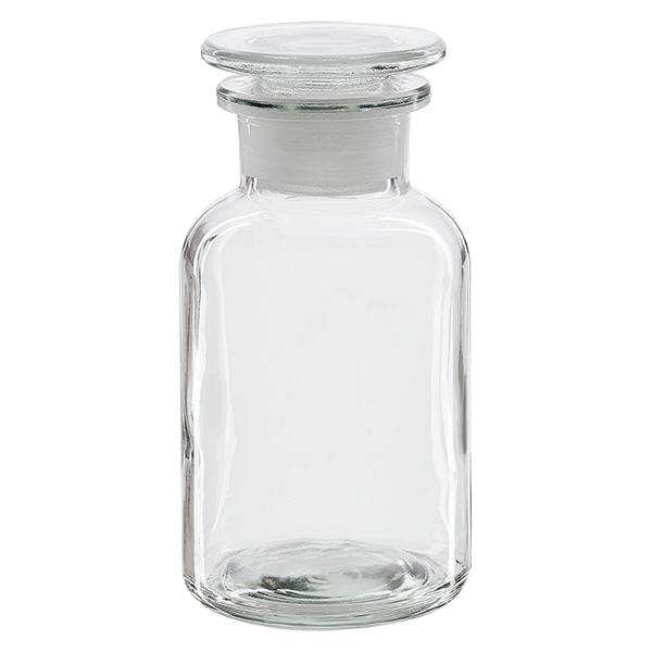 Rundschulterfl. 250ml klar Weithals Glasstopfen