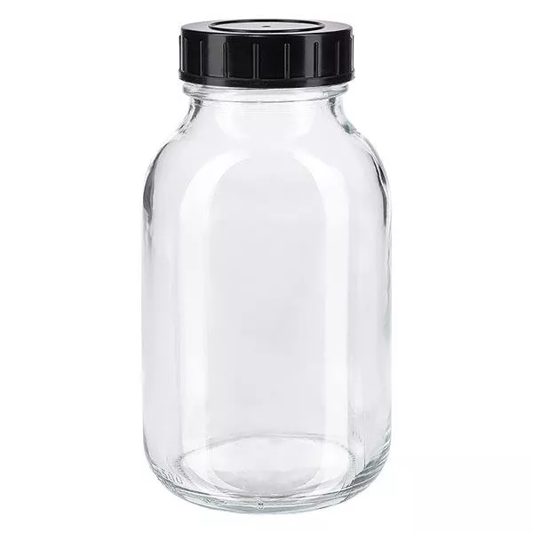 Bocal à col large en verre clair 500 ml + couvercle à vis Bocal à col large en verre clair 500 ml + couvercle à vis