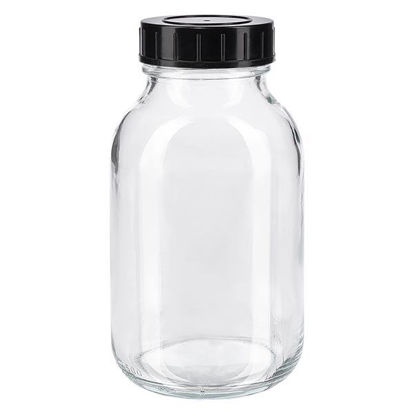 Bottiglia a collo largo da 500ml in vetro trasparente con tappo a vite Bottiglia a collo largo da 500ml in vetro trasparente con tappo a vite
