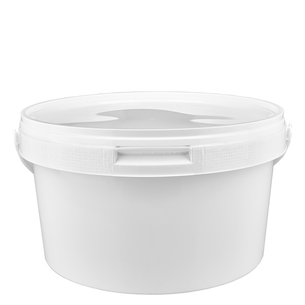 Secchio in plastica PP bianco da 3,5 litri con coperchio Secchio in plastica PP bianco da 3,5 litri con coperchio