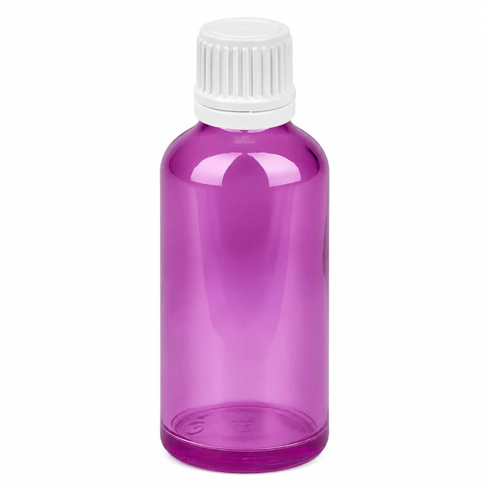 Flacon 50ml bouchon à vis 11mm blanc Originalité Bouchon à vis PurpleLine UT18/50 Flacon compact violet de 50 ml avec bouchon d'inviolabilité blanc pour une utilisation en laboratoire
