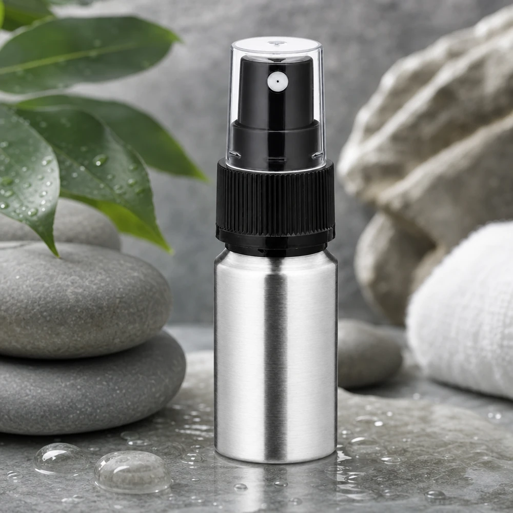 10ml geschliffene Aluflasche mit Zerstäuber Professionelle 10ml Aluflasche mit Sprühpumpe - präzise Dosierung für Aromatherapie und Wellness
