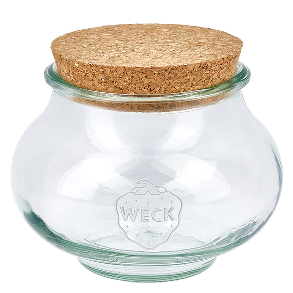 Vaso per gioielli WECK RR80 da 560 ml con tappo in sughero naturale WECK vaso per gioielli 560ml RR80 con coperchio in sughero naturale vaso per conserve con coperchio in sughero
