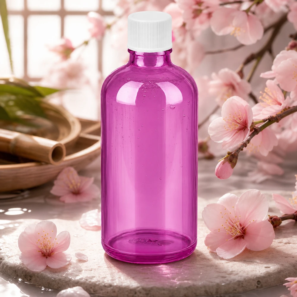 100ml Flasche 11mm Schraubverschluss weiss Standard PurpleLine UT18/100 Stilvolle 100ml Glasflasche PurpleLine Serie mit weißem Deckel für exklusive Hautpflegeprodukte