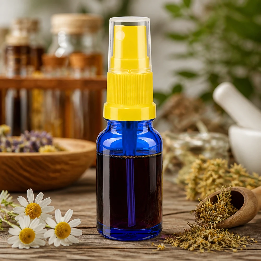 10ml Sprayflasche gelb/transparent Standardverschluss BlueLine UT18/10 Vielseitige 10ml Sprühflasche mit Pumpzerstäuber für Reise und unterwegs BlueLine UT18 10