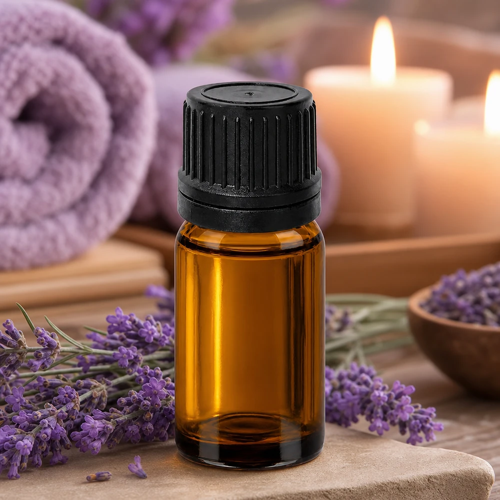 Flacone in vetro ambrato da 10 ml con tappo nero a prova di bambino per una conservazione sicura