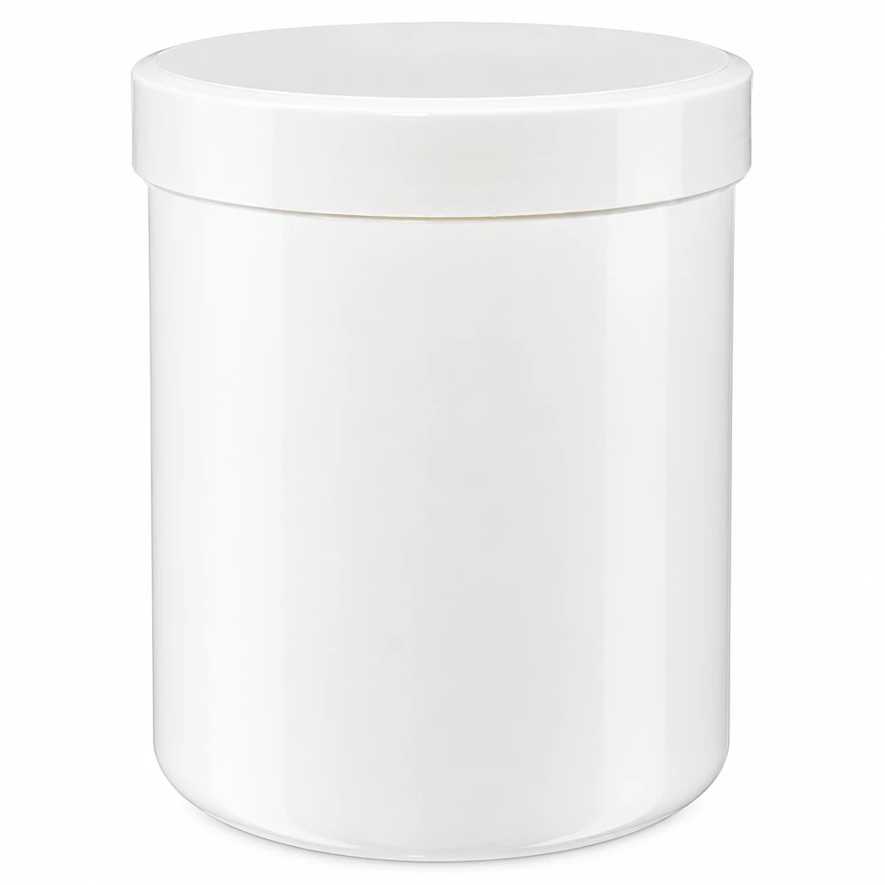 Pot à onguent blanc 200 g avec couvercle blanc (PP) Pot à pommade en PP blanc de 200 g avec couvercle à vis, idéal pour les cosmétiques, la pharmacie et la médecine