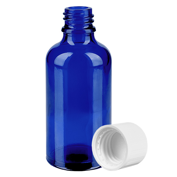 50ml Flasche 11mm Schraubverschluss weiß Standard Kindersicherung BlueLine UT18/50