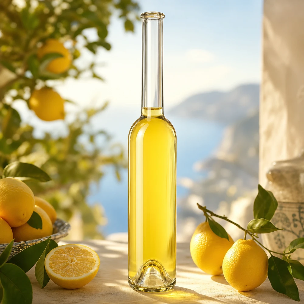 100ml Glasflasche Hugo mit Zitronenlikör Limoncello mediterranes Ambiente Amalfiküste italienische Spezialitäten UNiTWIS