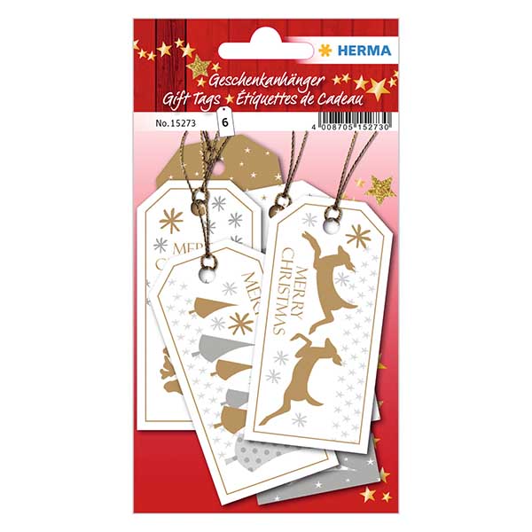 Etichette "Buon Natale" (6 pezzi) con glitter Etichette "Buon Natale" (6 pezzi) con glitter