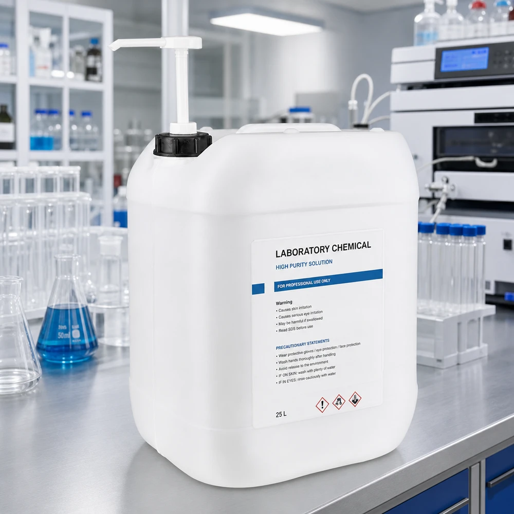 Kanister 20 Liter mit Dosierpumpe Kanister 20 Liter mit ergonomischer Dosierpumpe zur präzisen Entnahme von Laborlösungen