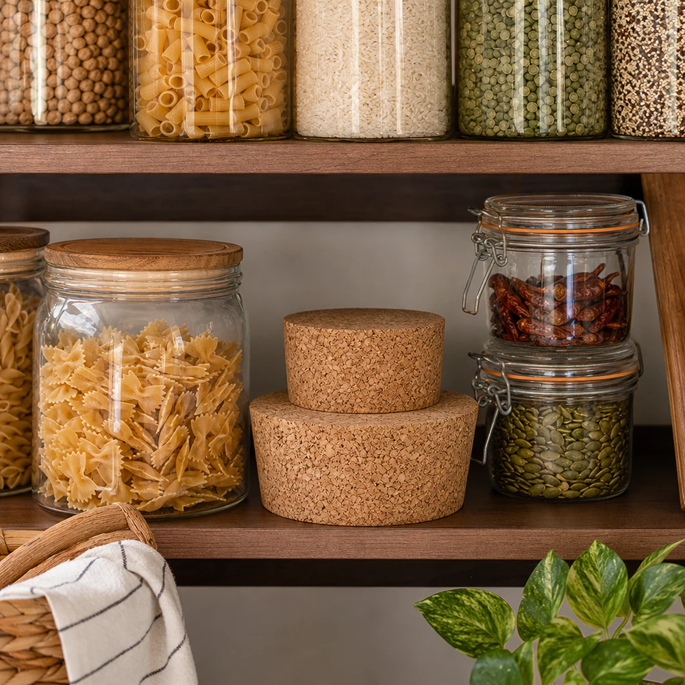 Sughero per apertura 40mm WECK RR40 (ø38/43, H=20mm) Contenitore organizzato con tappo in sughero WECK RR40 tappo in sughero naturale 40 mm in un pratico contenitore da cucina