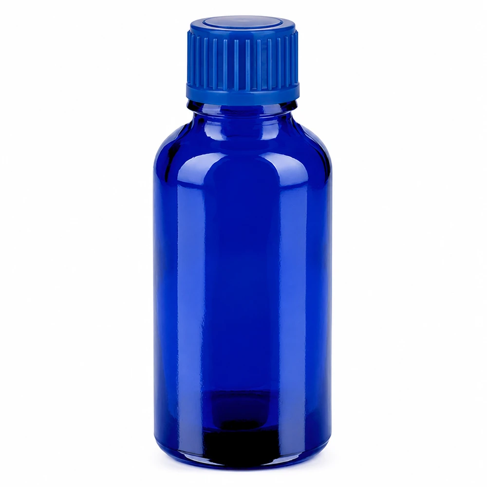 Flacon de 30ml 11mm SV bleu STD BlueLine UT18/30 Bouteille en verre bleu de haute qualité 30ml Protection UV pour les substances sensibles à la lumière