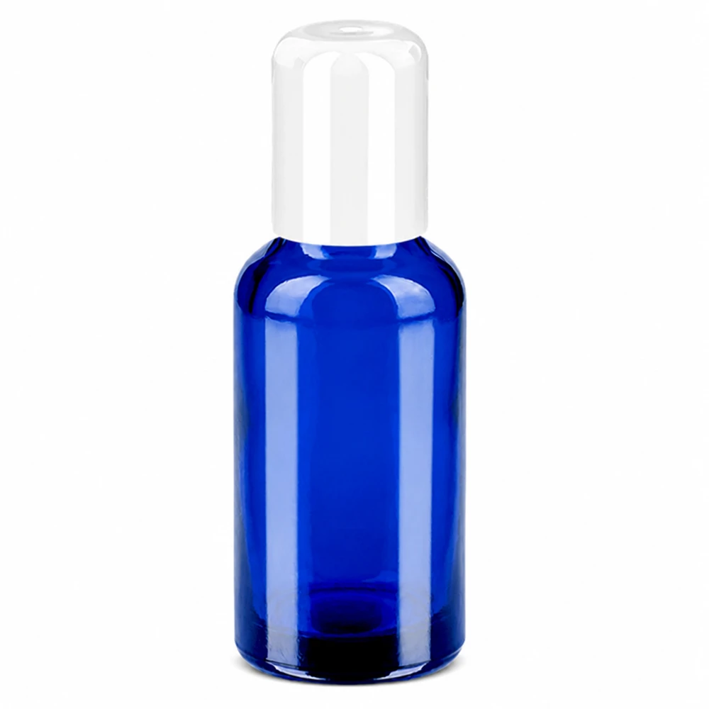 Flacon Roll-On 30ml blanc STD BlueLine UT18/30 Flacon roll-on compact de 30ml en bleu idéal pour les huiles de parfum et les sérums