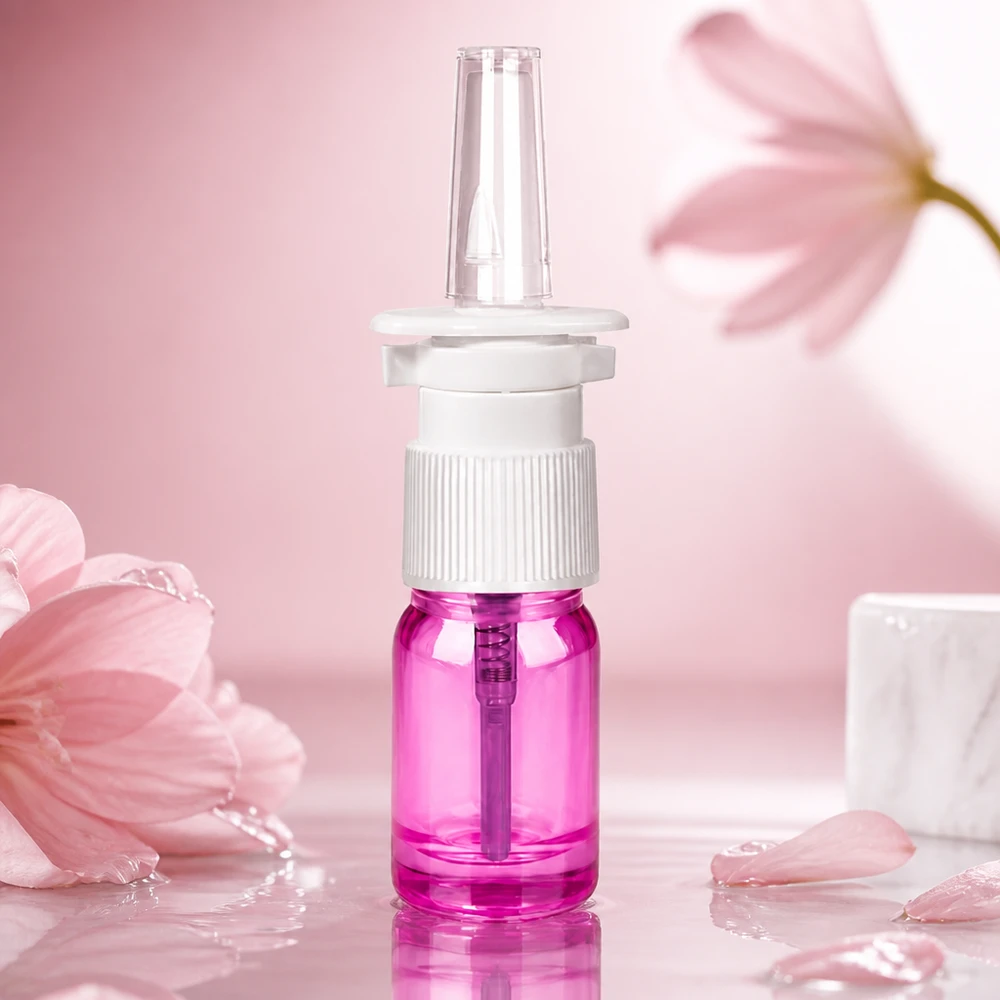 5ml Nasensprayflasche weiß/transparent Standard PurpleLine UT18/5 Ergonomische violette 5ml Flasche mit weißem Sprühmechanismus für einfache einhändige Bedienung