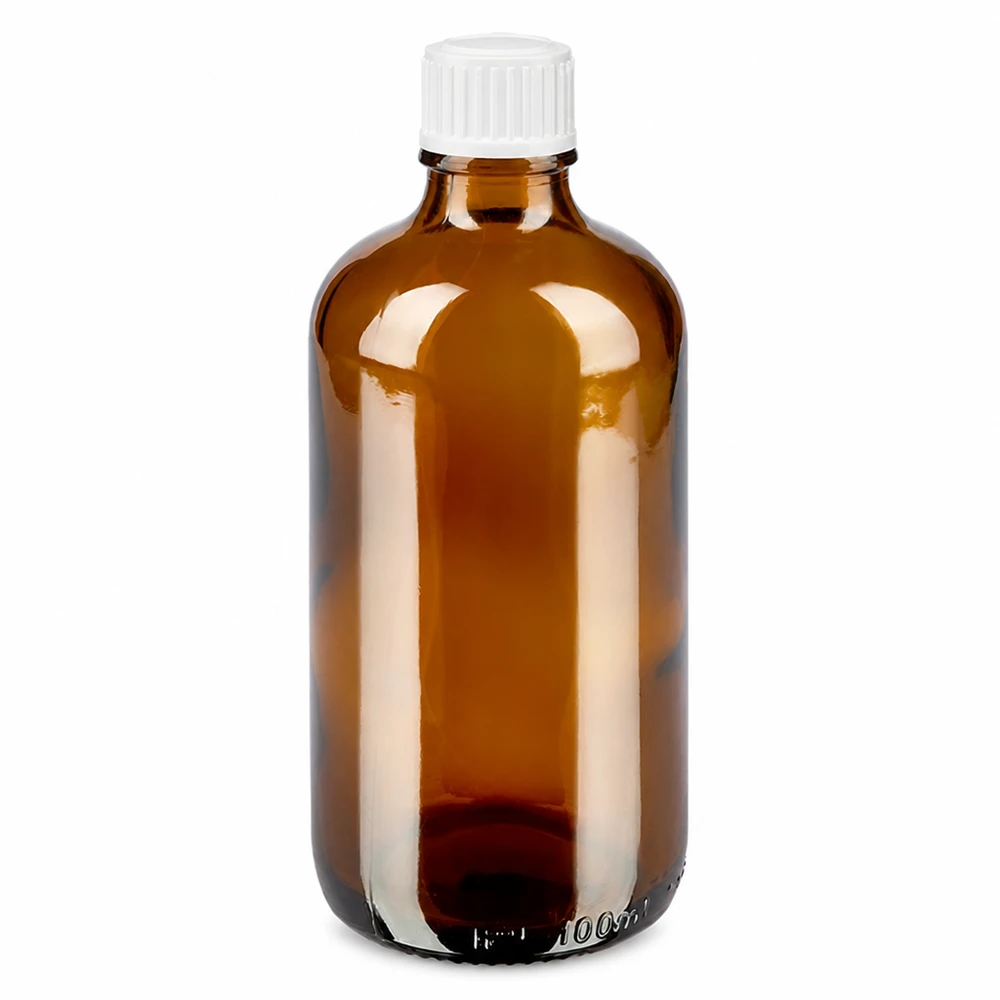 Kleine braune Glasflasche 100ml mit präzisem 0,9mm Tropfverschluss für Pharmaprodukte