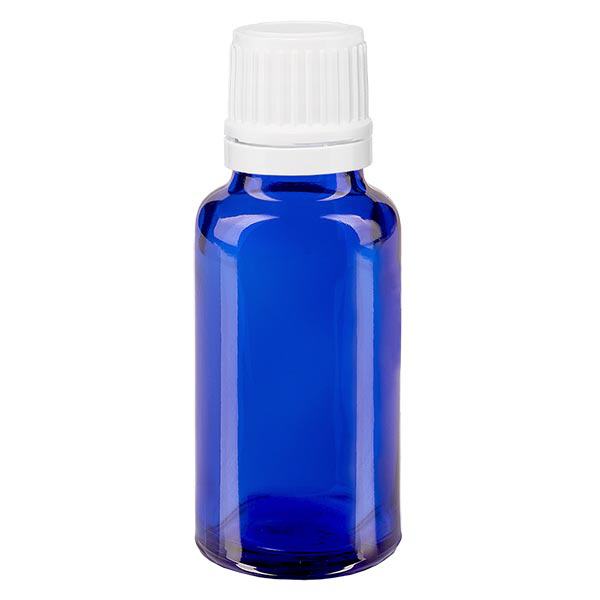 Bottiglia da farmacia blu da 20ml. SV OV bianco/11mm ApoGlas Bottiglia da farmacia blu da 20ml. SV OV bianco/11mm ApoGlas