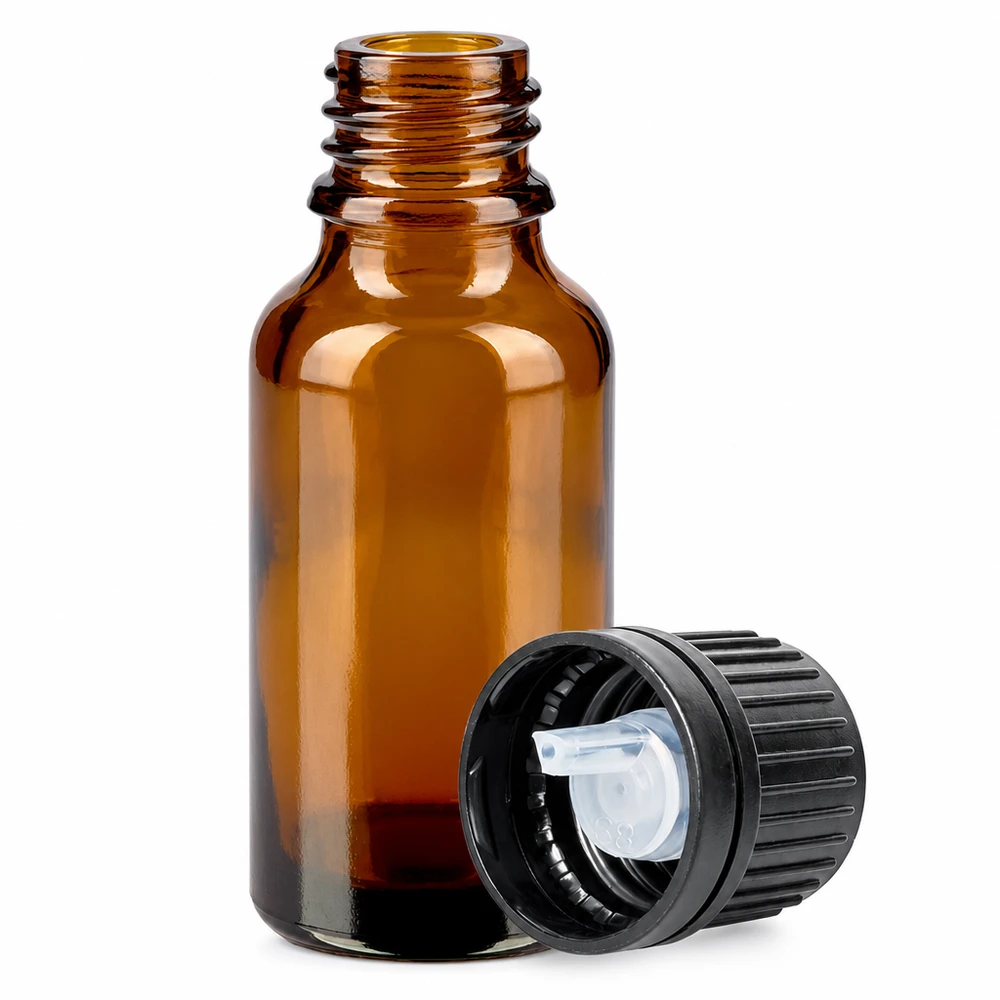 Flacone in vetro di alta qualità da 20 ml, di colore marrone, con pratico contagocce per porzioni precise