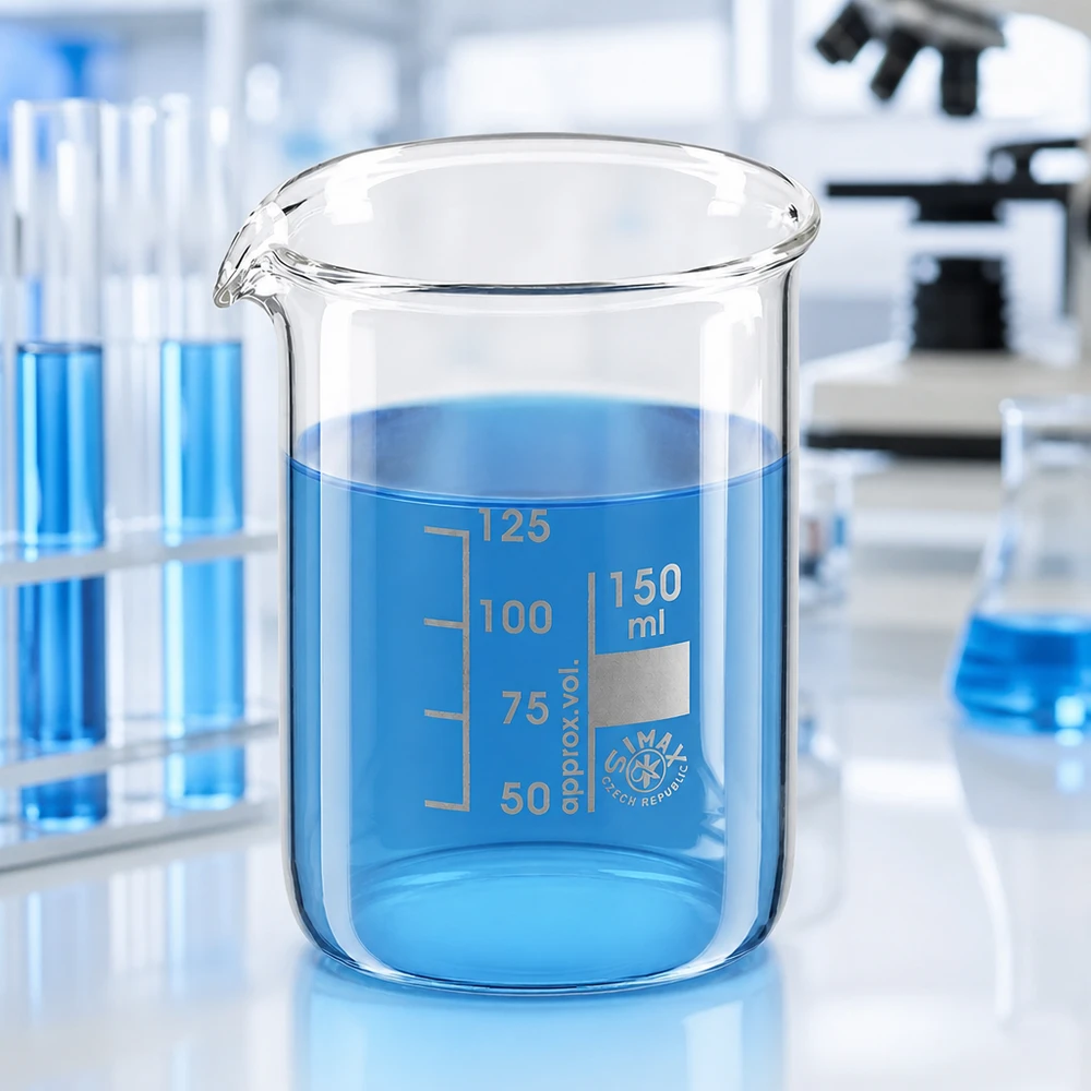 Bicchiere basso da 150 ml in vetro borosilicato con scala precisa per esperimenti chimici