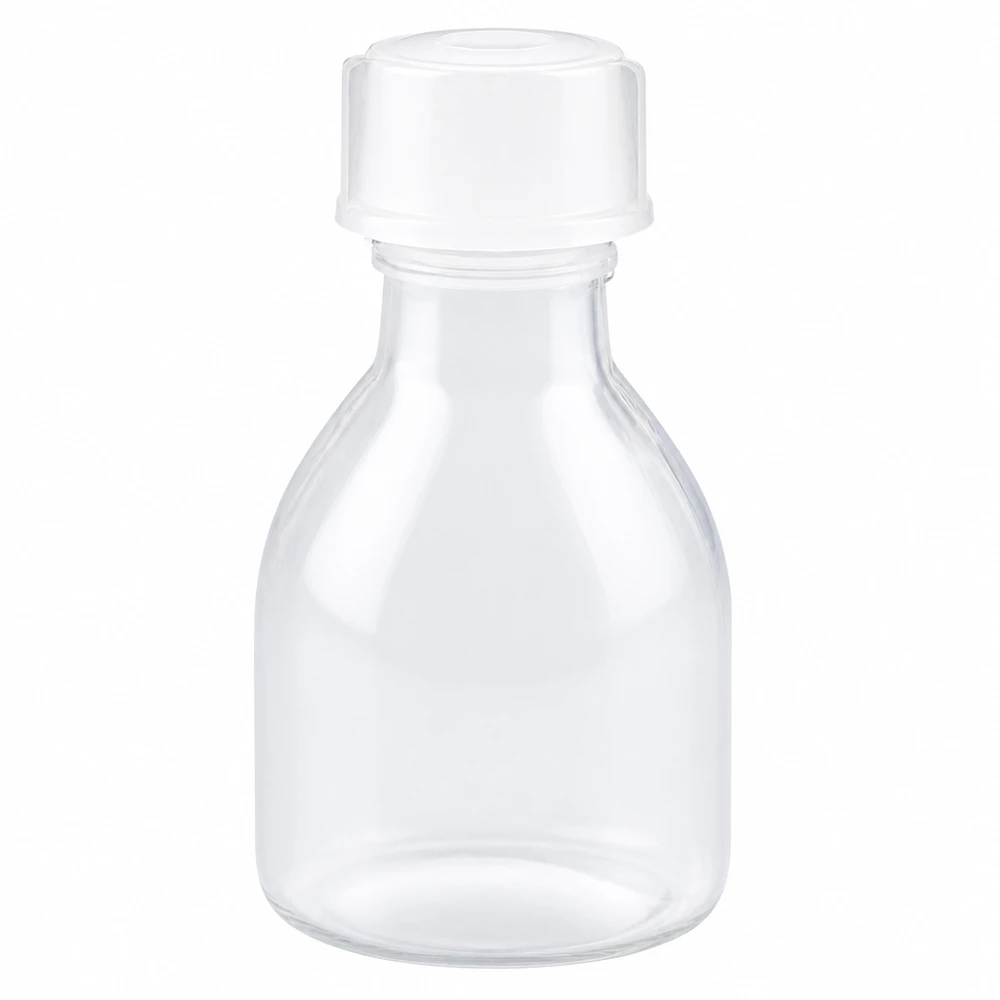 20ml Schraubflasche, Enghals Laborflasche Kleine transparente Laborflasche 20ml mit Enghals und sicherem Kunststoffverschluss