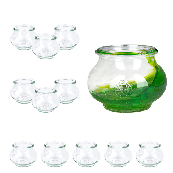 12er Set Weck Gläser 220ml Schmuckgläser, 1/4L Sturzgläser