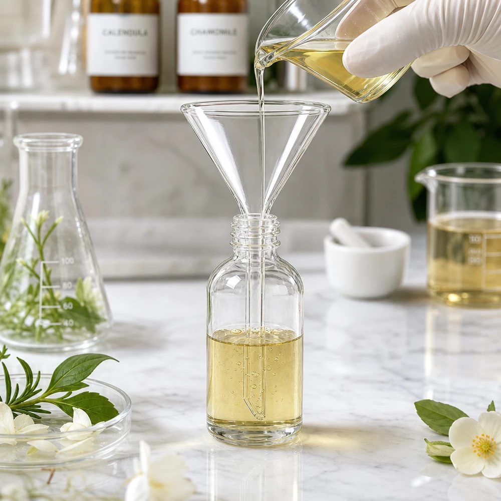 Imbuto Ø 55 mm per calce sodata, angolo 60°, stile corto Imbuto di riempimento professionale in vetro soda-lime con apertura ottimale di 55 mm per un lavoro preciso