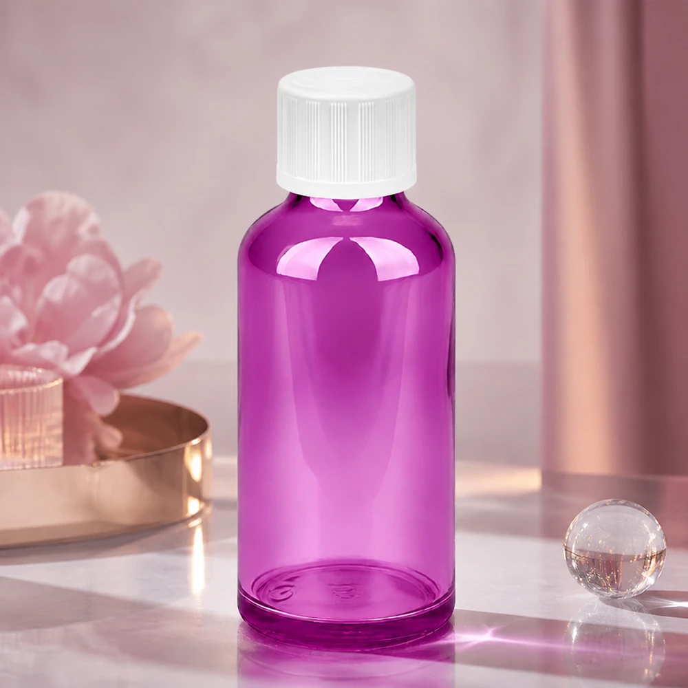 Flacone contagocce da 50 ml 1,2 mm bianco Standard Child-resistant PurpleLine.UT18/50 Flacone contagocce viola da 50 ml in materiale robusto - ideale per laboratorio e scopi farmaceutici