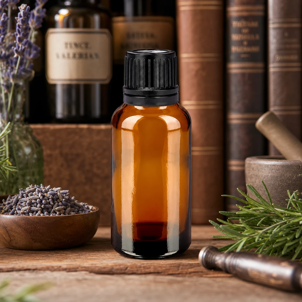 30ml Flasche 11mm Schraubverschluss schwarz Originalitätsverschluss BrownLine UT18/30 Elegante 30ml Glasflasche BrownLine Serie mit 11mm Öffnung für präzise Dosierung