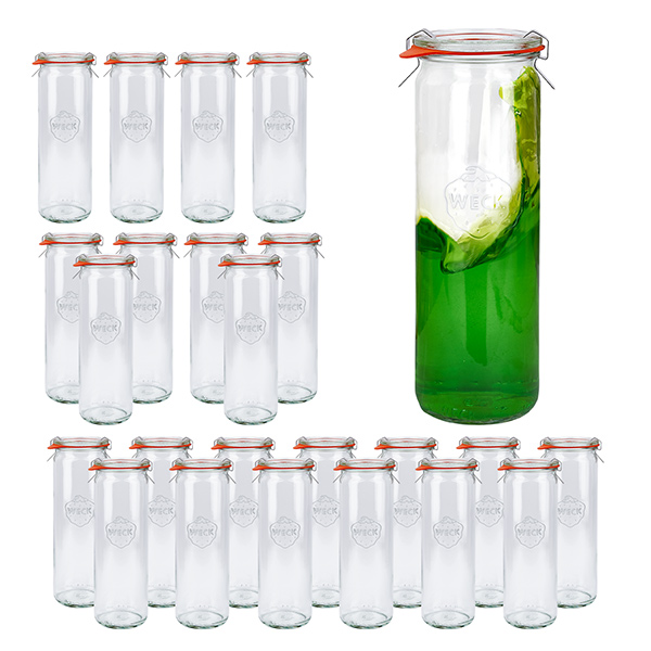 24er Set Weck Gläser Zylinderglas 600ml, 1/2L Sturzgläser mi