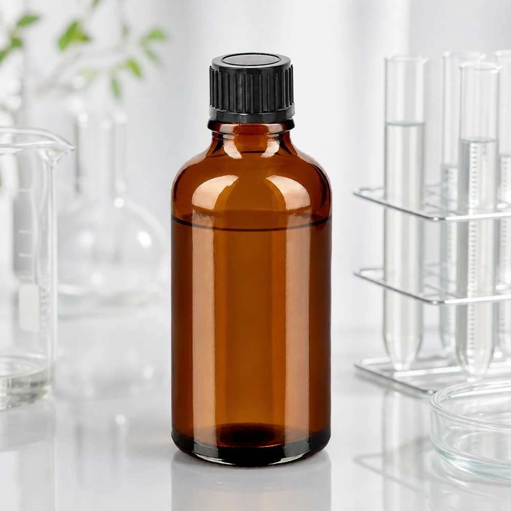 50ml Flasche 11mm Schraubverschluss schwarz Standard BrownLine UT18/50 Robuste 50ml Apothekerflasche aus braunem Glas mit schwarzem Schraubverschluss für Tinkturen