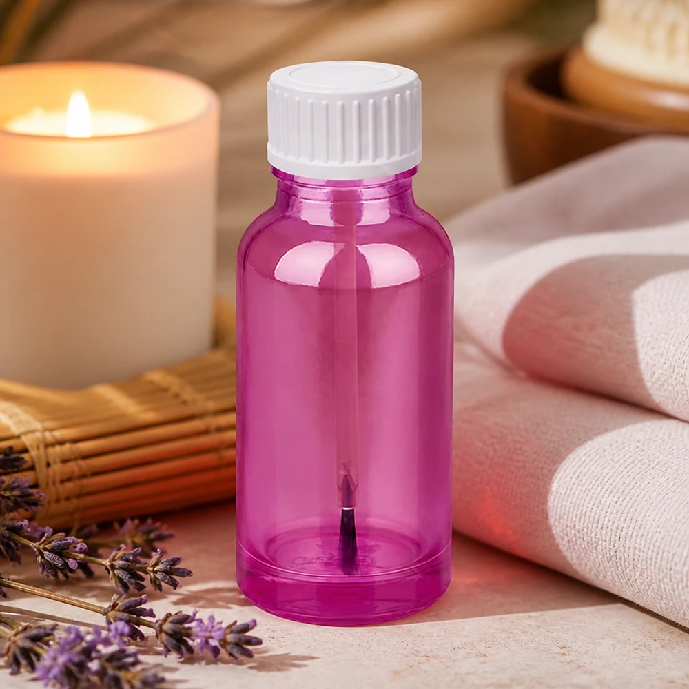 20ml Pinselflasche weiss Standard PurpleLine UT18/20 20ml Glasflasche mit Pinselverschluss in moderner Purple Line Optik für Beauty-Anwendungen