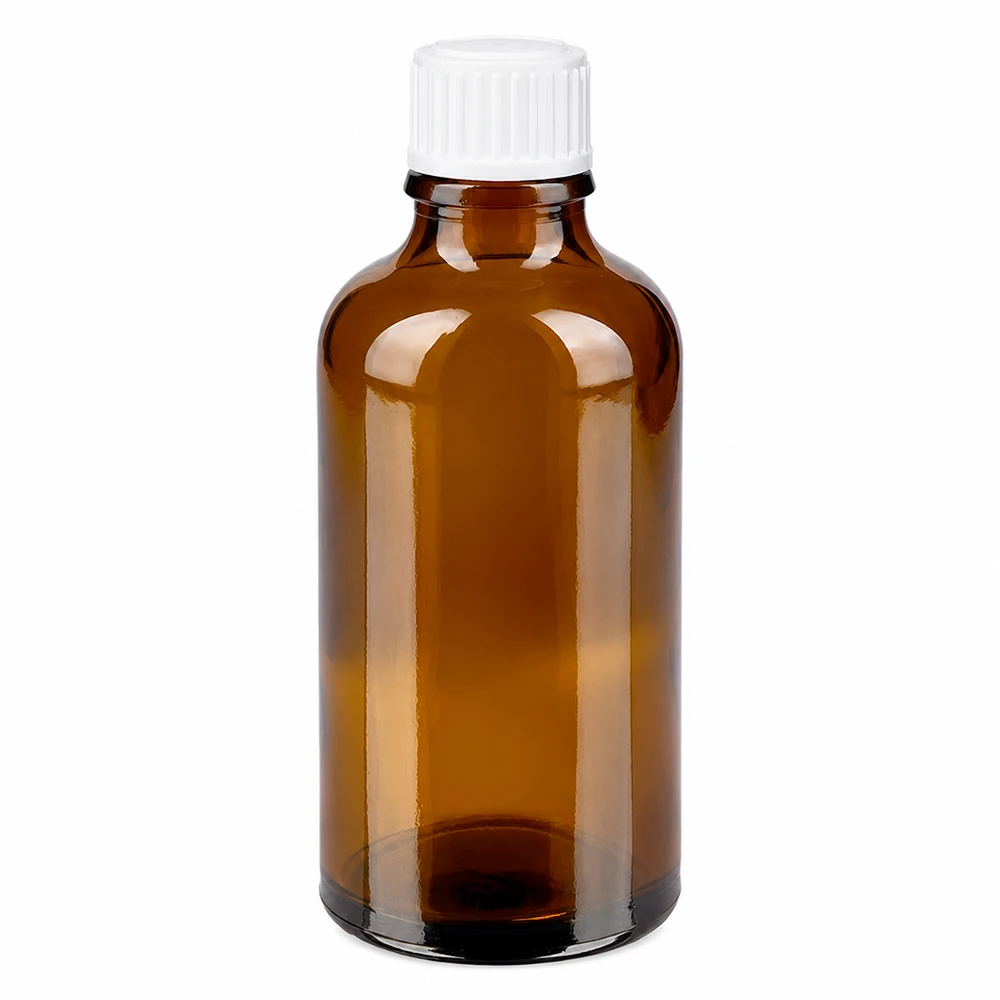 Apothekenflasche braun 50ml Schraubverschluss weiß Standard Pharmazeutische 50ml Glasflasche bernsteinfarben mit weißem Schraubdeckel