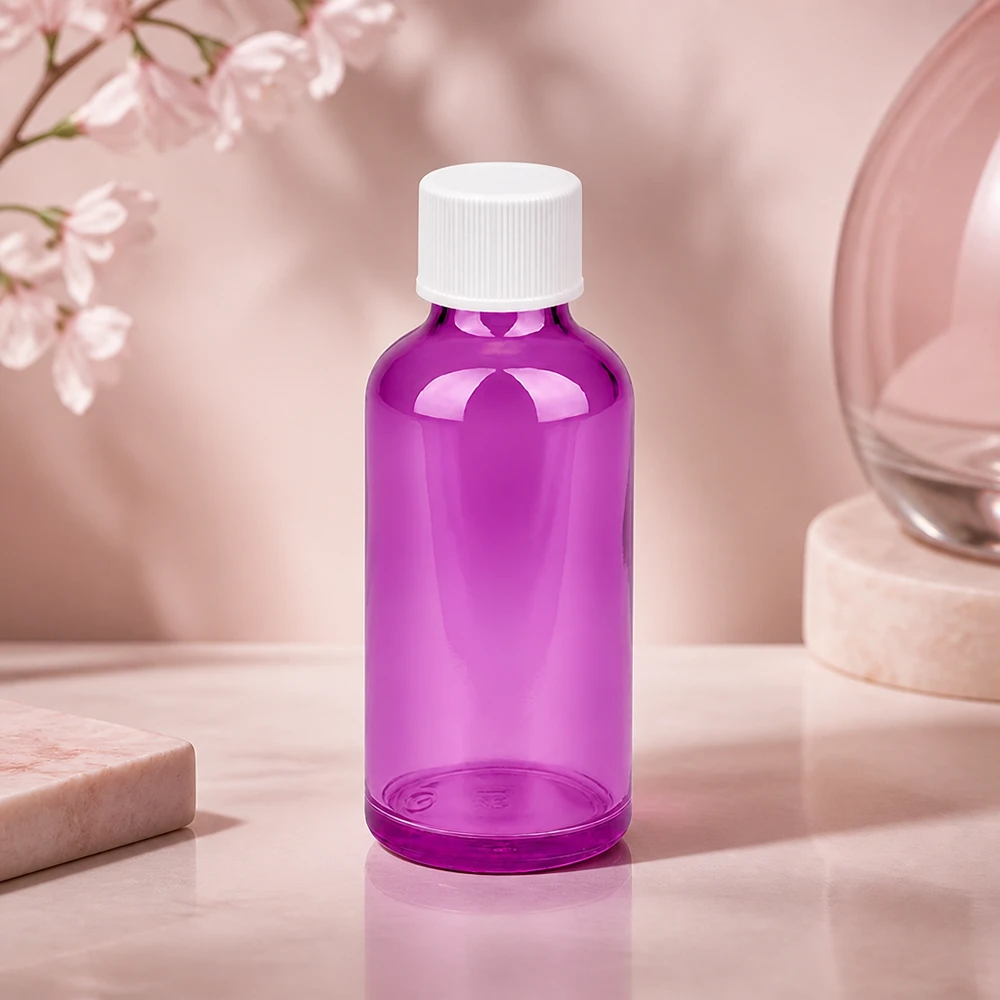 Flacone da 50ml con tappo a vite 11mm bianco standard PurpleLine UT18/50 Robusto flacone da 50 ml con protezione UV grazie al vetro viola per le sostanze sensibili alla luce